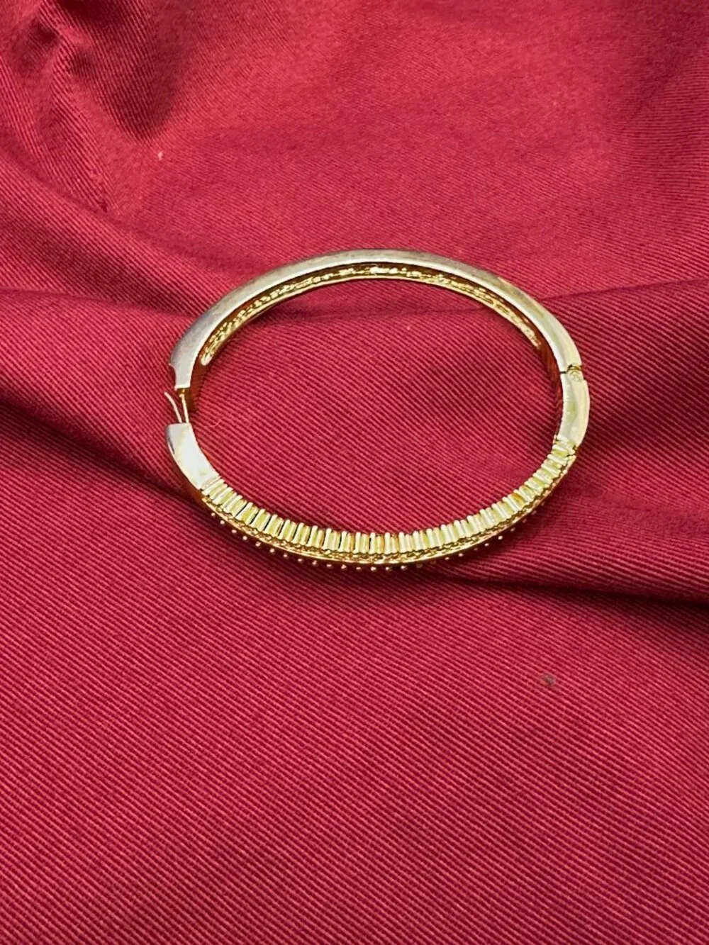 VTG Roman Gold-Tone Crystal Hinged Bracelet